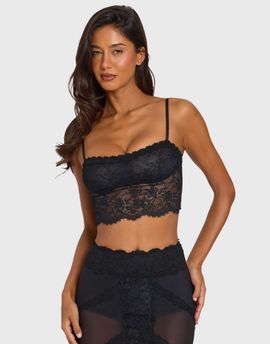Oh Polly Oh Polly lace cami top set in black