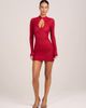 Oh Polly Oh Polly lace mandarin collar mini dress in red - 1
