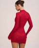 Oh Polly Oh Polly lace mandarin collar mini dress in red - 4