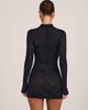 Oh Polly Oh Polly lace mesh mandarin collar mini dress in black - 4