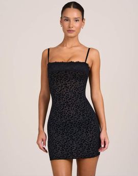 Oh Polly Oh Polly lace trim cami mini dress in black leopard