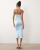 Oh Polly Oh Polly lace trim halter neck fishtail hem satin midi dress in powder blue - 2