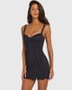 Oh Polly Oh Polly lace trim peekaboo corset detail mini dress in black pinstripe - 1