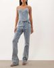 Oh Polly Oh Polly low rise flared jeans set in light blue wash - 1