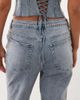 Oh Polly Oh Polly low rise flared jeans set in light blue wash - 4