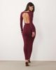 Oh Polly Oh Polly modal boat neck backless ruched maxi dress in burgundy-RED - 3
