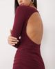 Oh Polly Oh Polly modal boat neck backless ruched maxi dress in burgundy-RED - 4