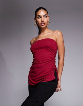 Oh Polly Oh Polly modal long length bandeau top in red
