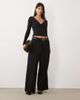 Oh Polly Oh Polly modal plunge v-neck long sleeve top in black - 1