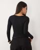 Oh Polly Oh Polly modal plunge v-neck long sleeve top in black - 4