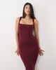 Oh Polly Oh Polly modal square neck bodycon midi dress in burgundy-RED - 1