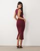 Oh Polly Oh Polly modal square neck bodycon midi dress in burgundy-RED - 4
