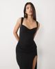 Oh Polly Oh Polly modal sweetheart neck cowl waist maxi dress in black - 2