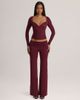 Oh Polly Oh Polly modal v-neck long sleeve ruched waist top set in plum-RED - 2