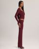 Oh Polly Oh Polly modal v-neck long sleeve ruched waist top set in plum-RED - 3