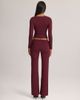 Oh Polly Oh Polly modal v-neck long sleeve ruched waist top set in plum-RED - 4