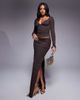 Oh Polly Oh Polly Nadina split maxi skirt in chocolate brown - part of a set - 1