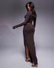 Oh Polly Oh Polly Nadina split maxi skirt in chocolate brown - part of a set - 2