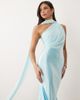Oh Polly Oh Polly one-shoulder scarf detail asymmetric hem midi dress in aqua blue - 2