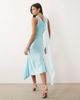Oh Polly Oh Polly one-shoulder scarf detail asymmetric hem midi dress in aqua blue - 3