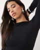 Oh Polly Oh Polly ribbed modal boat neck ruched top in black - 4