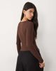 Oh Polly Oh Polly ribbed modal boat neck ruched top in chocolate-Brown - 3