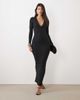 Oh Polly Oh Polly ribbed modal lace trim plunge neck maxi dress in black - 1
