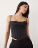 Oh Polly Oh Polly satin corset top in black - 2