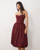 Oh Polly Oh Polly satin sweetheart bandeau bow detail bubble hem midi dress in burgundy-RED - 2