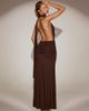Oh Polly Oh Polly scarf neck cowl front open back maxi dress in chocolate-Brown - 2