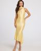 Oh Polly Oh Polly sculpted slinky asymmetric scarf detail midi dress in butter yellow - 1