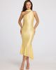 Oh Polly Oh Polly sculpted slinky asymmetric scarf detail midi dress in butter yellow - 4