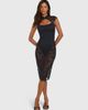 Oh Polly Oh Polly sheer lace mandarin collar cap sleeve midi dress in black - 1