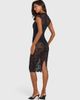 Oh Polly Oh Polly sheer lace mandarin collar cap sleeve midi dress in black - 2