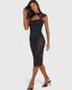 Oh Polly Oh Polly sheer lace mandarin collar cap sleeve midi dress in black - 4