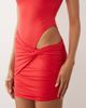 Oh Polly Oh Polly square neck cut out detail wrap skirt mini dress in red - 3