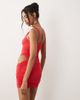 Oh Polly Oh Polly square neck cut out detail wrap skirt mini dress in red - 4