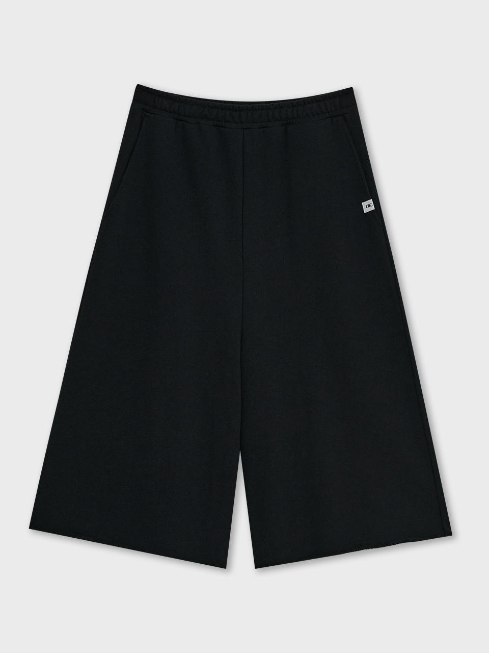 OIOI COLLECTION Basic 3/4 Length Wide Sweatpants [BLACK]