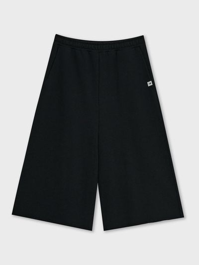 OIOI COLLECTION Basic 3/4 Length Wide Sweatpants [BLACK]