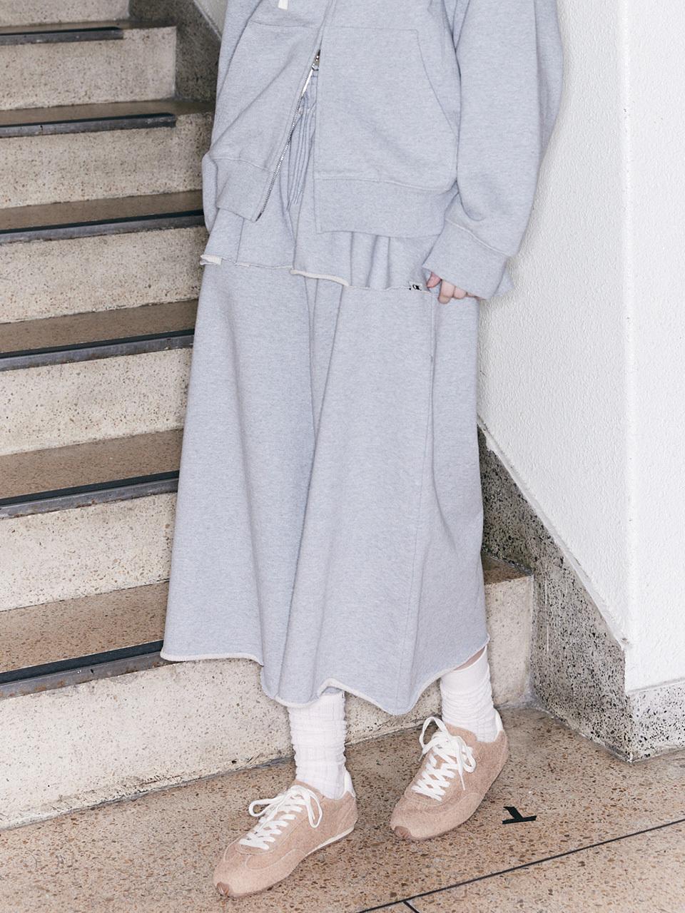 OIOI COLLECTION Basic 3/4 Length Wide Sweatpants [MELANGE GREY]