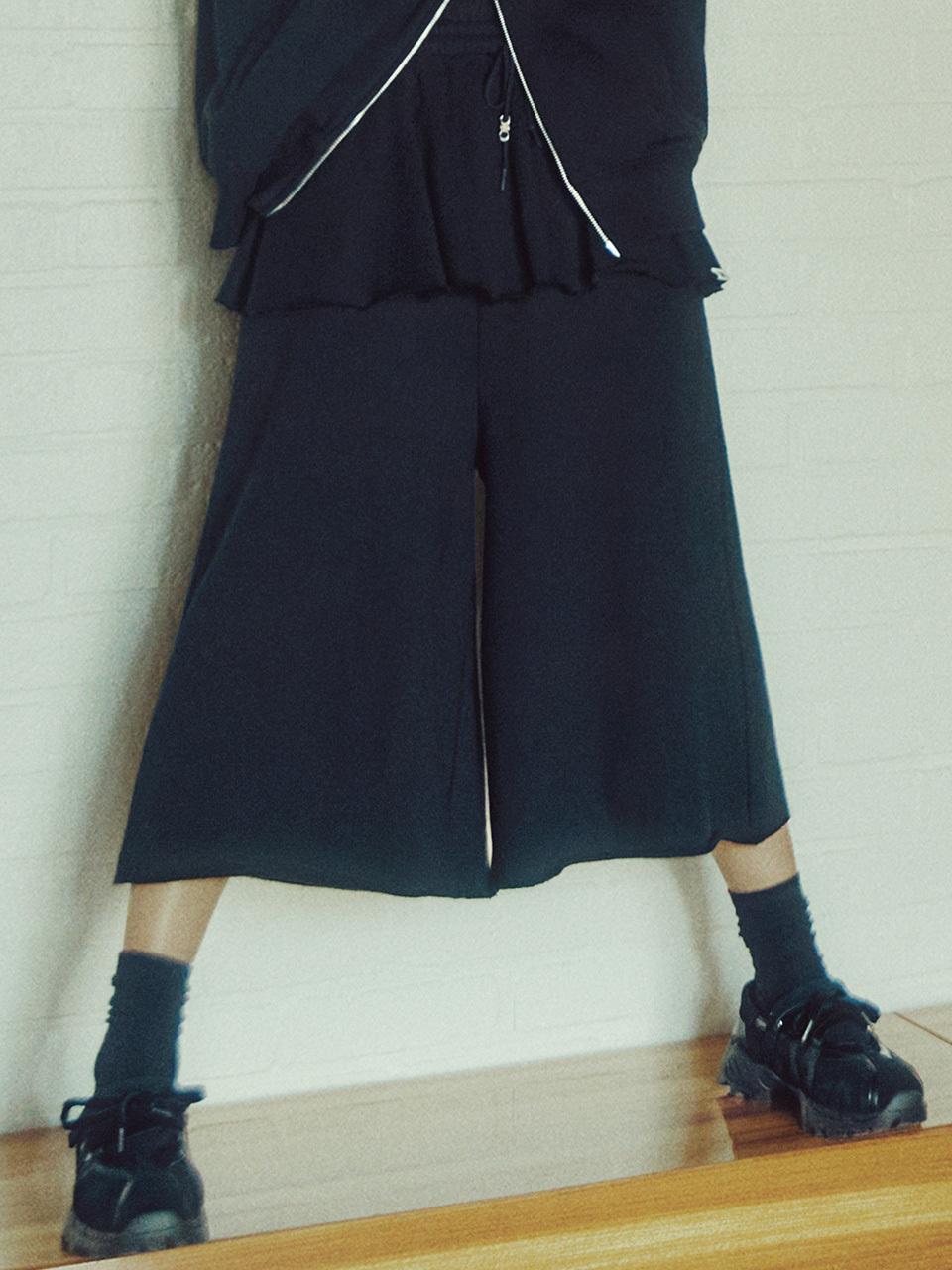 OIOI COLLECTION Basic 3/4 Length Wide Sweatpants [NAVY]