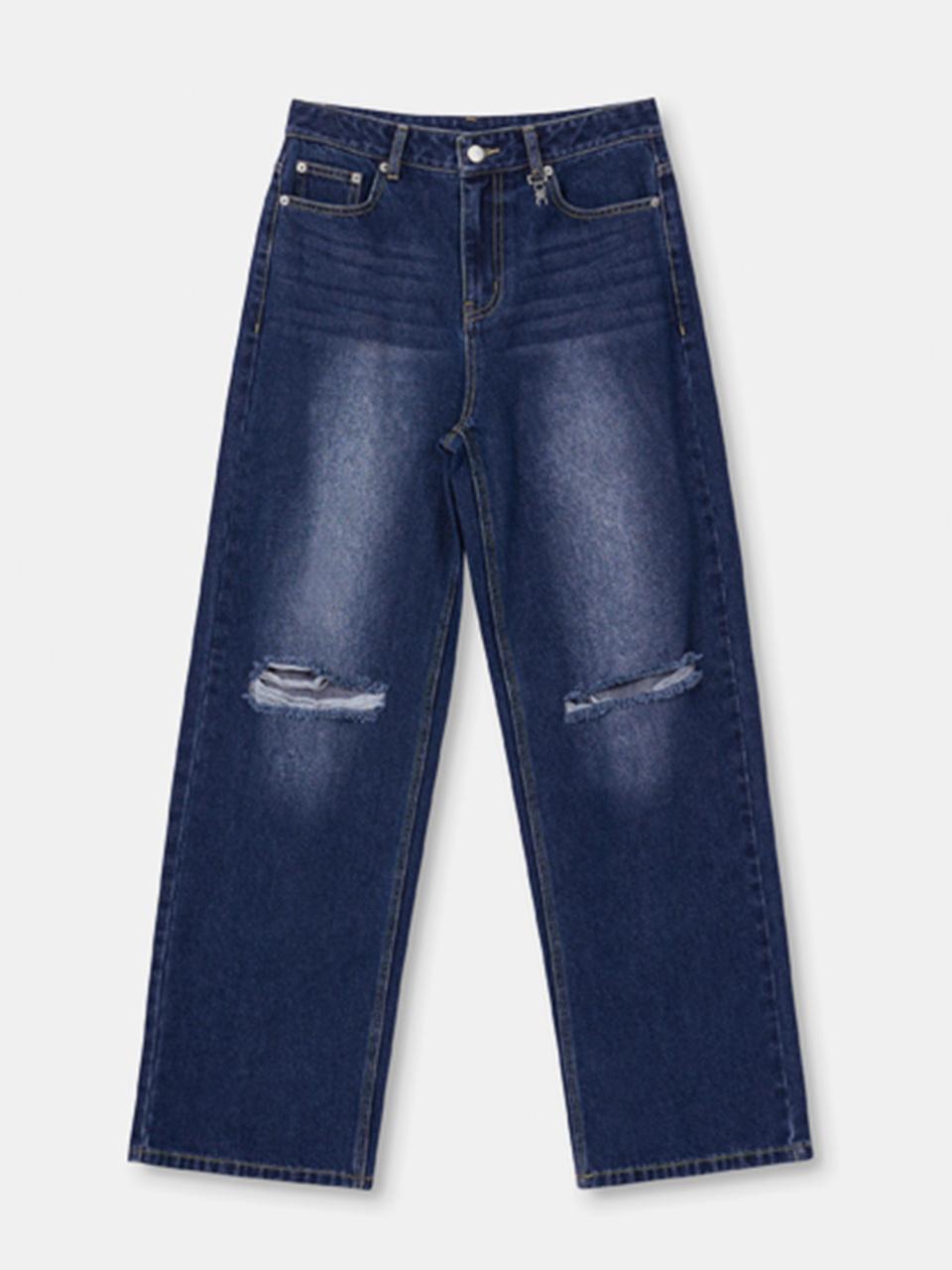 OIOI COLLECTION Daily Cutting Wide Denim Pants [Blue]