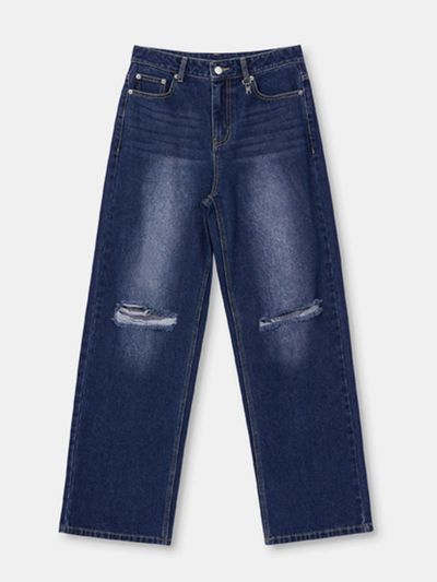 OIOI COLLECTION Daily Cutting Wide Denim Pants [Blue]