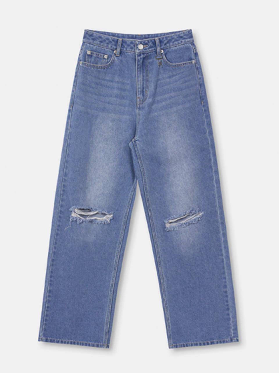 OIOI COLLECTION Daily Cutting Wide Denim Pants [Light Blue]