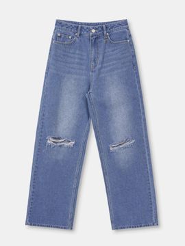 OIOI COLLECTION Daily Cutting Wide Denim Pants [Light Blue]