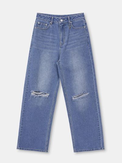 OIOI COLLECTION Daily Cutting Wide Denim Pants [Light Blue]
