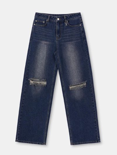 OIOI COLLECTION Daily Cutting Wide Denim Pants [Sand Blue]