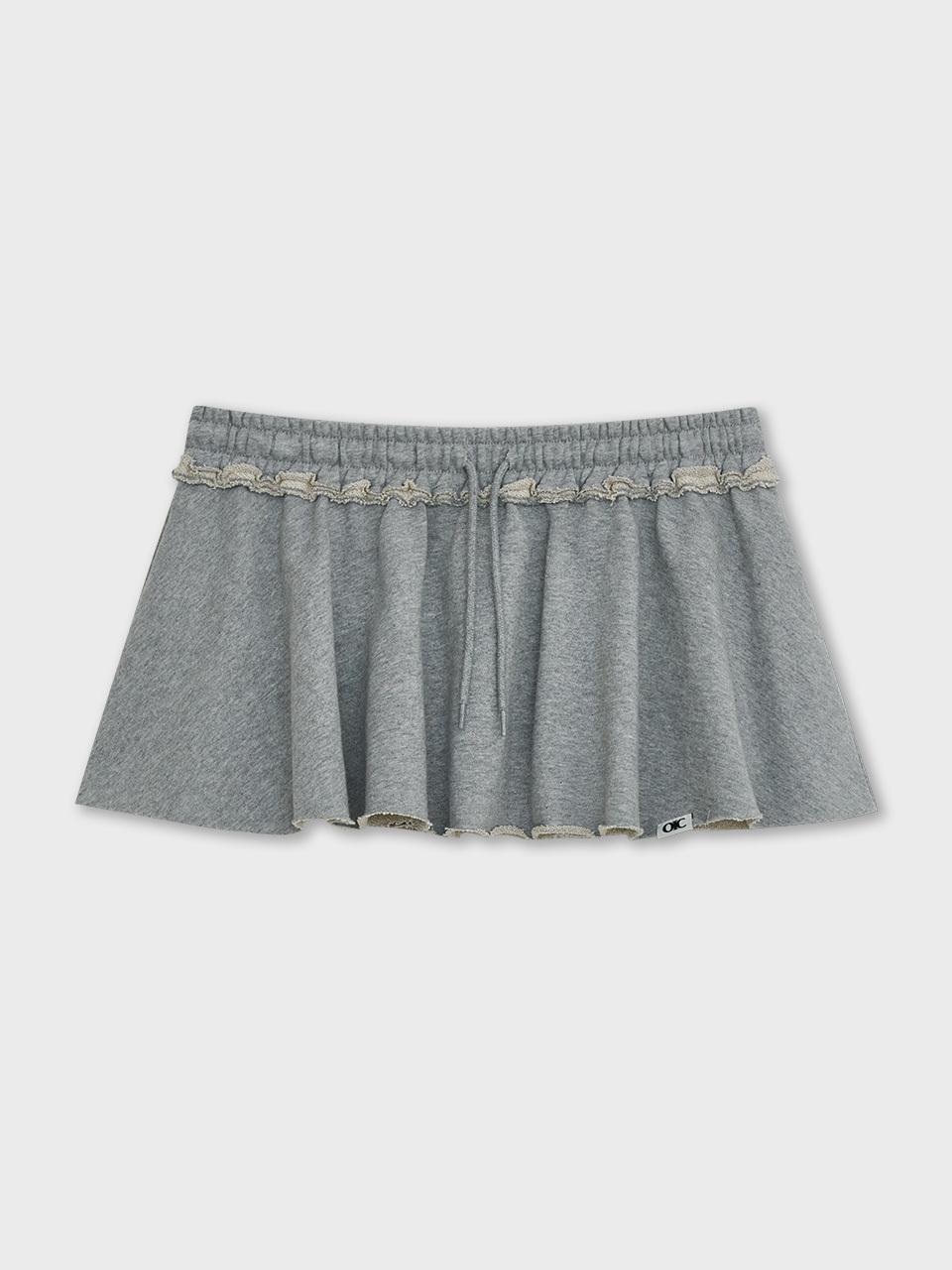 OIOI COLLECTION Flare Layered Sweat Belt Skirt [MELANGE GREY]