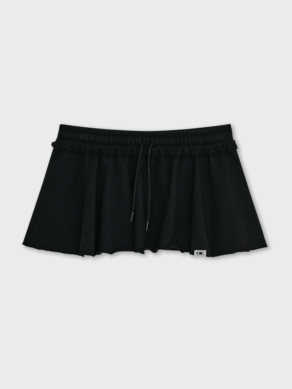 OIOI COLLECTION Flared Layered Sweat Belt Skirt [BLACK]