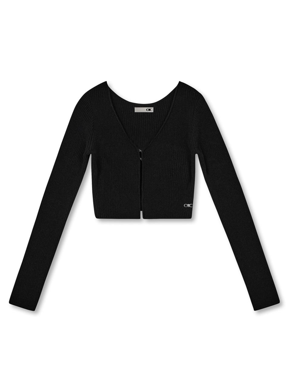 OIOI COLLECTION New Normal Boucle Hook Crop Cardigan [BLACK]